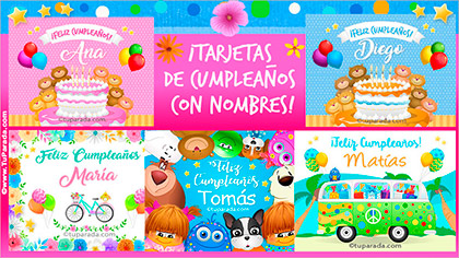 Tarjetas de cumpleaños con nombres