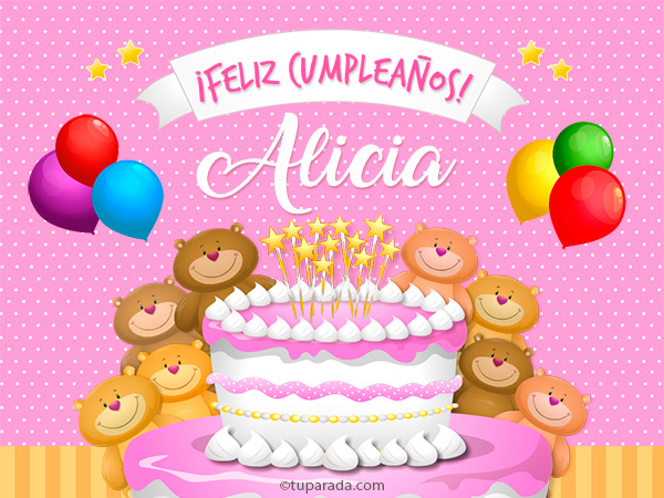 Tarjetas de cumpleaños con el nombre Alicia