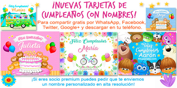 Tarjetas de cumpleaños con nombres